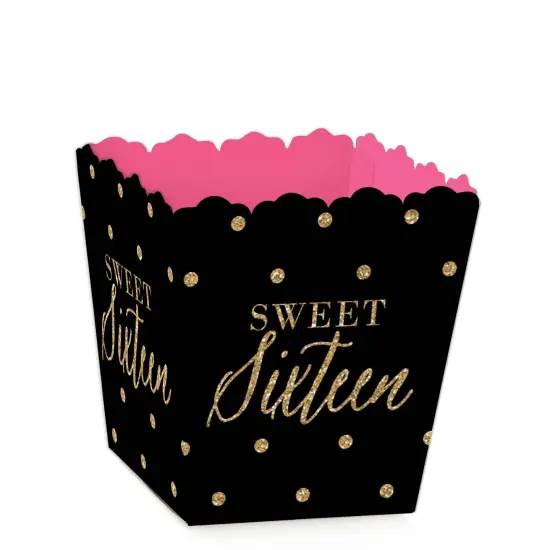 Big Dot of Happiness Chic 16th Birthday - Pink, Black and Gold - Party Mini Favor Boxes - Birthday Party Treat Candy Boxes - Set of 12 {1}