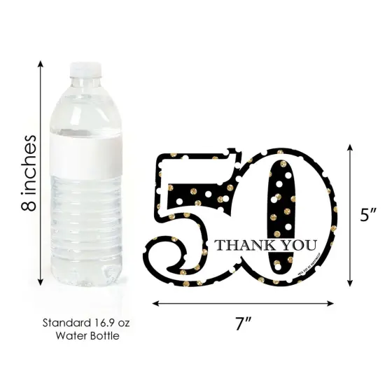 Big Dot of Happiness Adult 50th Birthday - Gold - Shaped Thank You Cards - Birthday Party Thank You Note Cards with Envelopes - Set of 12 {7}