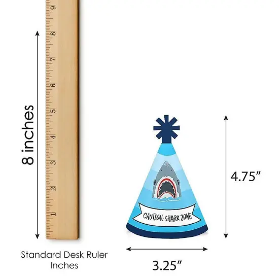 Big Dot of Happiness Shark Zone - Mini Cone Jawsome Party or Birthday Party Hats - Small Little Party Hats - Set of 8 {7}