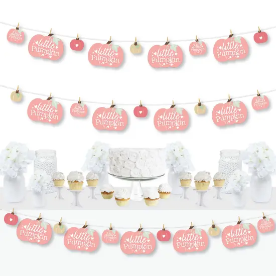 Big Dot of Happiness Girl Little Pumpkin - Fall Birthday Party or Baby Shower DIY Decorations - Clothespin Garland Banner - 44 Pieces {1}