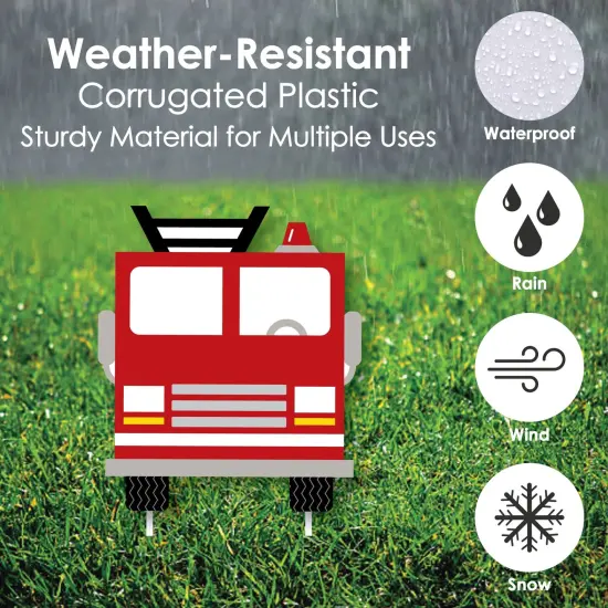 Big Dot of Happiness Fired Up Fire Truck - Lawn Decorations - Outdoor Firefighter Firetruck Baby Shower or Birthday Party Yard Decorations - 10 Piece {6}