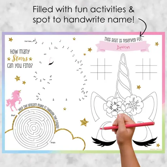 Big Dot of Happiness Rainbow Unicorn - Paper Magical Unicorn Birthday Party Coloring Sheets - Activity Placemats - Set of 16 {3}
