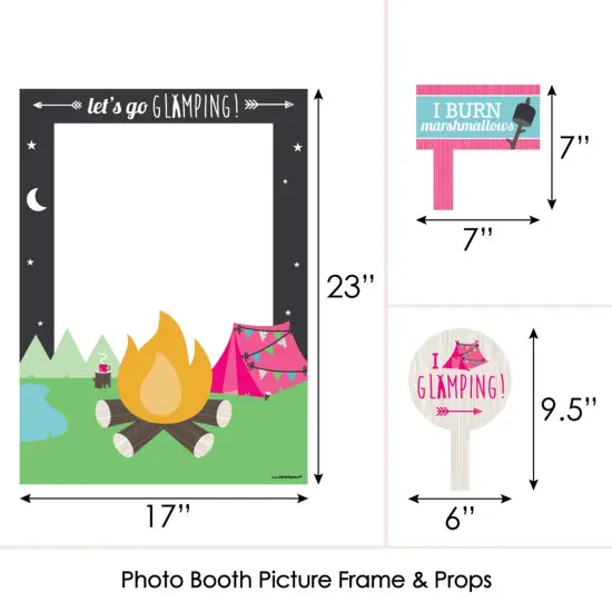 Big Dot of Happiness Let's Go Glamping - Camp Glamp Party or Birthday Party Selfie Photo Booth Picture Frame & Props - Printed on Sturdy Material {6}