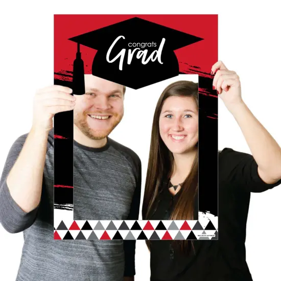 Big Dot of Happiness Red Grad - Best is Yet to Come - Red Graduation Party Selfie Photo Booth Picture Frame & Props - Printed on Sturdy Material {4}