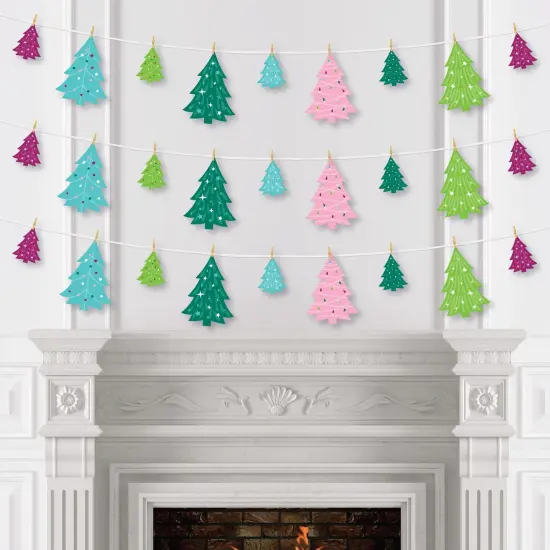 Big Dot of Happiness Merry and Bright Trees - Colorful Whimsical Christmas Party DIY Decorations - Clothespin Garland Banner - 44 Pc {4}