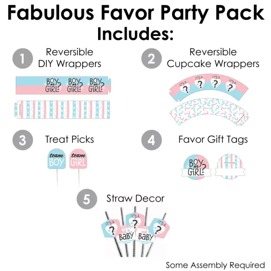 Big Dot of Happiness Baby Gender Reveal - Team Boy or Girl Party Favors and Cupcake Kit - Fabulous Favor Party Pack - 100 Pieces {3}