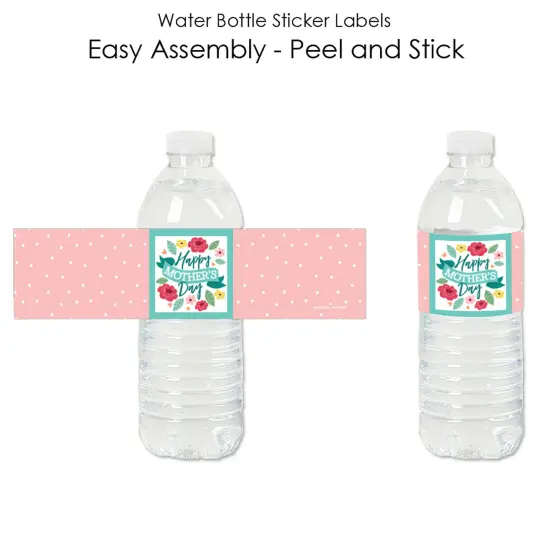 Big Dot of Happiness Colorful Floral Happy Mother's Day - We Love Mom Party Water Bottle Sticker Labels - Set of 20 {3}