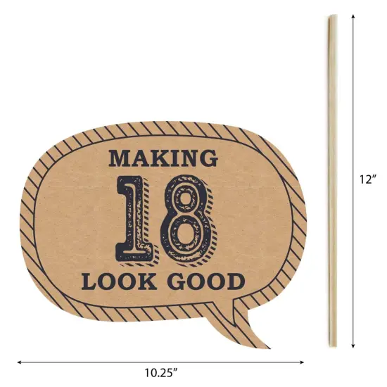 Big Dot of Happiness Funny 18th Milestone Birthday - 18th Birthday Party Photo Booth Props Kit - 10 Piece {6}