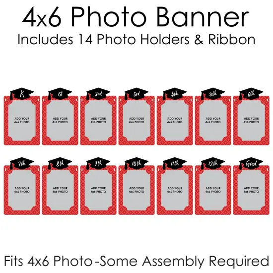 Big Dot of Happiness Red Grad - Best is Yet to Come - DIY Red Graduation Party Decor - K-12 School Picture Display - Photo Banner {6}