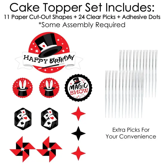 Big Dot of Happiness Ta-Da, Magic Show - Magical Birthday Party Cake Decorating Kit - Happy Birthday Cake Topper Set - 11 Pieces {4}