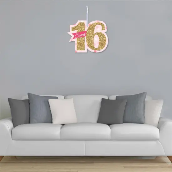Big Dot of Happiness Sweet 16 - Hanging Porch 16th Birthday Party Outdoor Decorations - Front Door Decor - 1 Piece Sign {4}