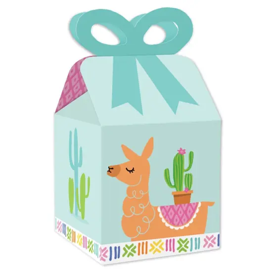 Big Dot of Happiness Whole Llama Fun - Square Favor Gift Boxes - Llama Fiesta Baby Shower or Birthday Party Bow Boxes - Set of 12 {1}