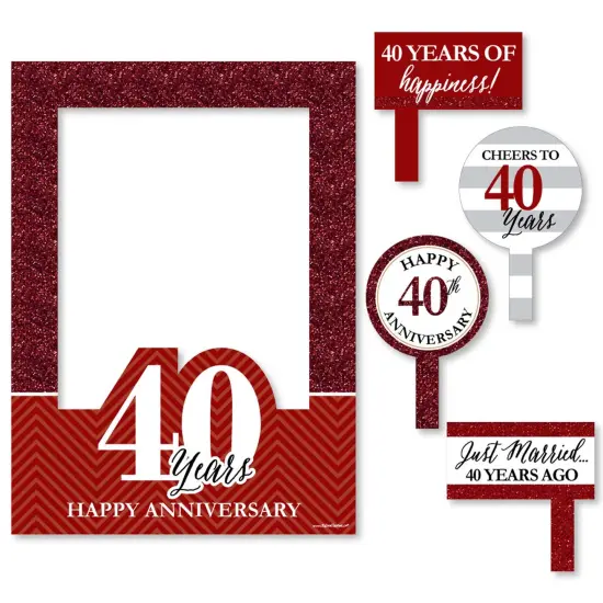 Big Dot of Happiness We Still Do - 40th Wedding Anniversary Selfie Photo Booth Picture Frame & Props - Printed on Sturdy Material {7}