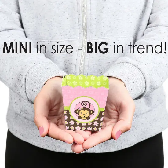 Big Dot of Happiness Pink Monkey Girl - Party Mini Favor Boxes - Baby Shower or Birthday Party Treat Candy Boxes - Set of 12 {6}