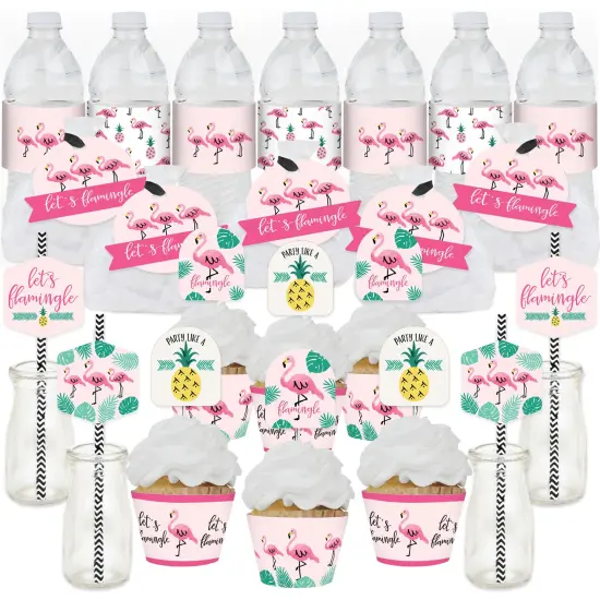 Big Dot of Happiness Pink Flamingo - Party Like a Pineapple - Tropical Summer Party Favors and Cupcake Kit - Fabulous Favor Party Pack - 100 Pieces {1}
