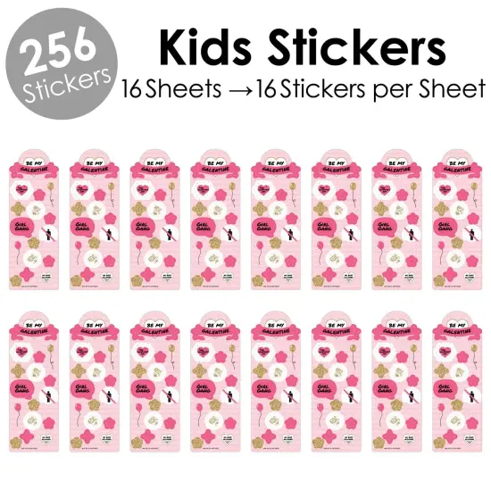 Big Dot of Happiness Be My Galentine - Galentine's & Valentine's Day Party Favor Kids Stickers - 16 Sheets - 256 Stickers {3}