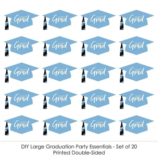 Big Dot of Happiness Light Blue Graduation Hat Decorations - DIY Large Party Essentials - 20 Count {6}