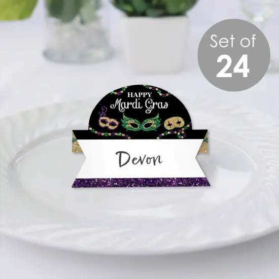 Big Dot of Happiness Mardi Gras - Masquerade Party Tent Buffet Card - Table Setting Name Place Cards - Set of 24 {3}