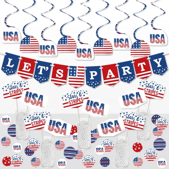 Big Dot of Happiness Stars & Stripes - Patriotic Party Supplies Decoration Kit - Decor Galore Party Pack - 51 Pieces {1}