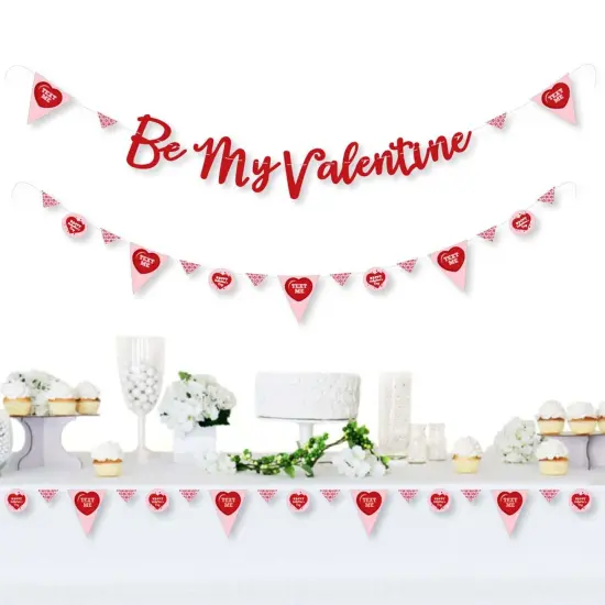 Big Dot of Happiness Conversation Hearts - Valentine's Day Party Letter Banner Decoration - 36 Banner Cutouts and Be My Valentine Banner Letters {3}
