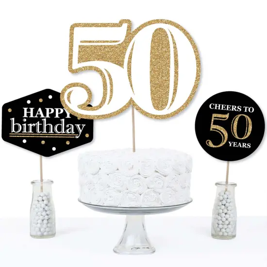 Big Dot of Happiness Adult 50th Birthday - Gold - Birthday Party Centerpiece Sticks - Table Toppers - Set of 15 {4}