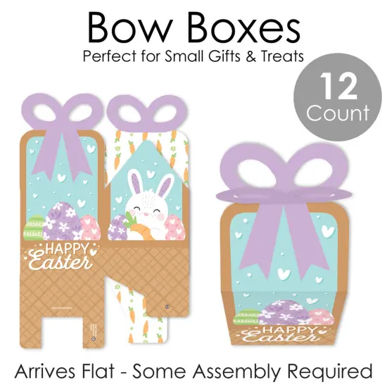 Big Dot of Happiness Spring Easter Bunny - Square Favor Gift Boxes - Happy Easter Party Bow Boxes - Set of 12 {7}
