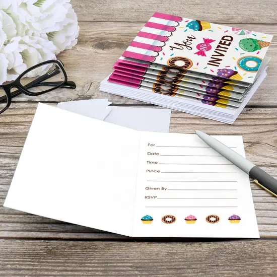 Big Dot of Happiness Sweet Shoppe - Fill In Candy and Bakery Birthday Party or Baby Shower Invitations (8 count) {6}