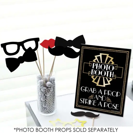 Big Dot of Happiness Roaring 20's Photo Booth Sign - 1920s Art Deco Party Decor - Printed on Sturdy Plastic - 10.5 x 13.75" Sign with Stand - 1 Piece {3}