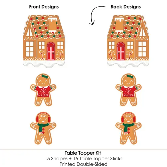 Big Dot of Happiness Gingerbread Christmas - Gingerbread Man Holiday Party Centerpiece Sticks - Table Toppers - Set of 15 {6}