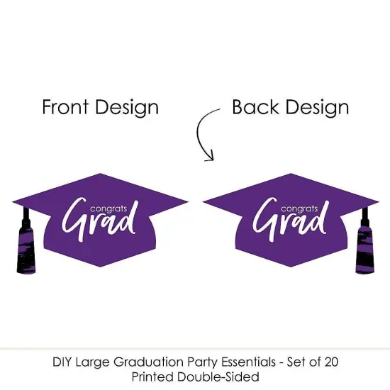 Big Dot of Happiness Purple Graduation Hat Decorations - DIY Large Party Essentials - 20 Count {7}