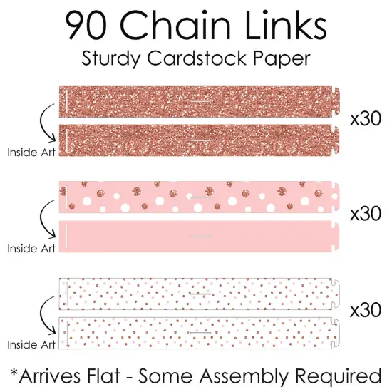 Big Dot of Happiness Pink Rose Gold Birthday - 90 Chain Links and 30 Paper Tassels Decoration Kit - Happy Birthday Party Paper Chains Garland - 21' {7}