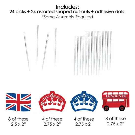 Big Dot of Happiness Cheerio, London - Dessert Cupcake Toppers - British UK Party Clear Treat Picks - Set of 24 {7}