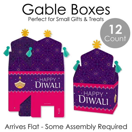 Big Dot of Happiness Happy Diwali - Treat Box Party Favors - Festival of Lights Party Goodie Gable Boxes - Set of 12 {7}