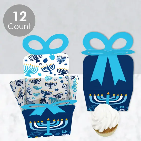 Big Dot of Happiness Hanukkah Menorah - Square Favor Gift Boxes - Chanukah Holiday Party Bow Boxes - Set of 12 {4}