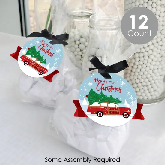 Big Dot of Happiness Merry Little Christmas Tree - Red Car Christmas Party Clear Goodie Favor Bags - Treat Bags With Tags - Set of 12 {3}