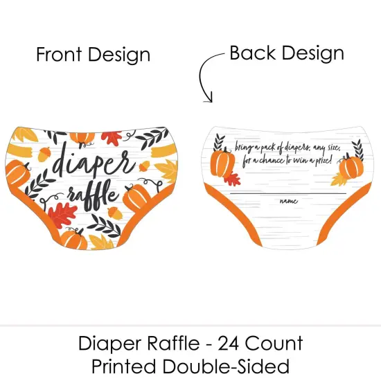 Big Dot of Happiness Fall Pumpkin - Diaper Shaped Raffle Ticket Inserts - Halloween or Thanksgiving Baby Shower Diaper Raffle Game - Set of 24 {3}