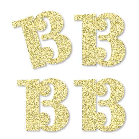 Big Dot of Happiness Gold Glitter 13 - No-Mess Real Gold Glitter Cut-Out Numbers - 13th Birthday Party Confetti - Set of 24 {1}