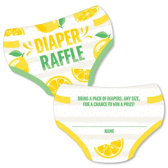 Big Dot of Happiness So Fresh - Lemon - Diaper Shaped Raffle Ticket Inserts - Citrus Lemonade Baby Shower Activities - Diaper Raffle Game - Set of 24 {1}