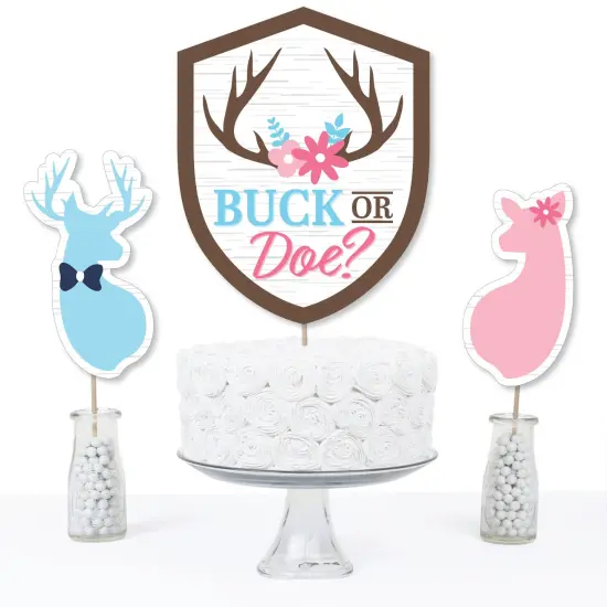 Big Dot of Happiness Buck or Doe - Hunting Gender Reveal Party Centerpiece Sticks - Table Toppers - Set of 15 {4}