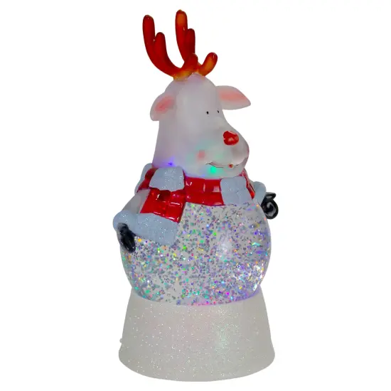 Northlight LED Lighted Color Changing Reindeer Christmas Snow Globe - 8" White {4}