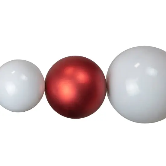 Northlight 6' Red and White Shiny and Matte Shatterproof Ball Christmas Swag {6}