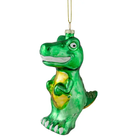 Northlight 4.75" Green Dinosaur Glass Christmas Ornament {5}