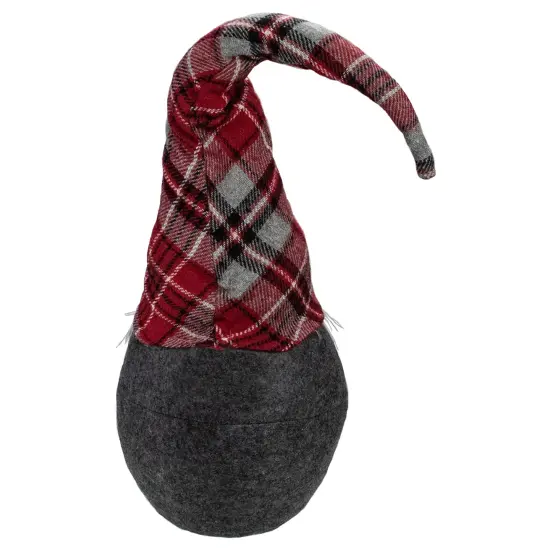 Northlight Plaid Bendable Hat Gnome Sitting Christmas Decoration - 25" - Red and Gray {6}