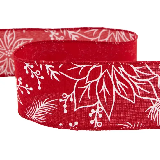 Northlight Red and White Floral Print Wired Craft Christmas Ribbon 2.5" x 10 Yards {6}