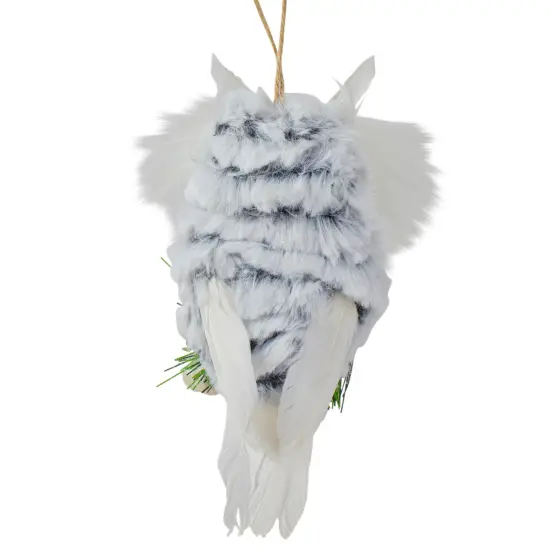 Northlight 6" White Owl with Pinecones and Berries Christmas Ornament {6}