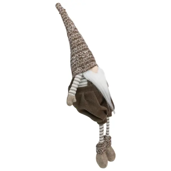 Northlight Sitting Gnome with Striped Dangling Legs Christmas Figure - 18.5" - Brown Beige {4}