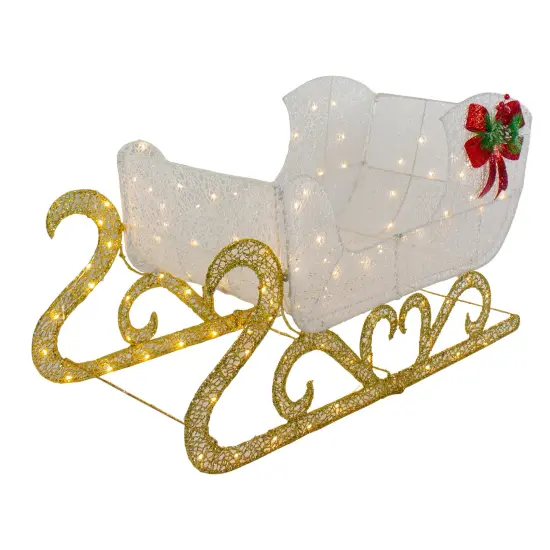 Northlight 48" LED Lighted Glitter Reindeer with Sleigh Outdoor Christmas Decoration White {6}
