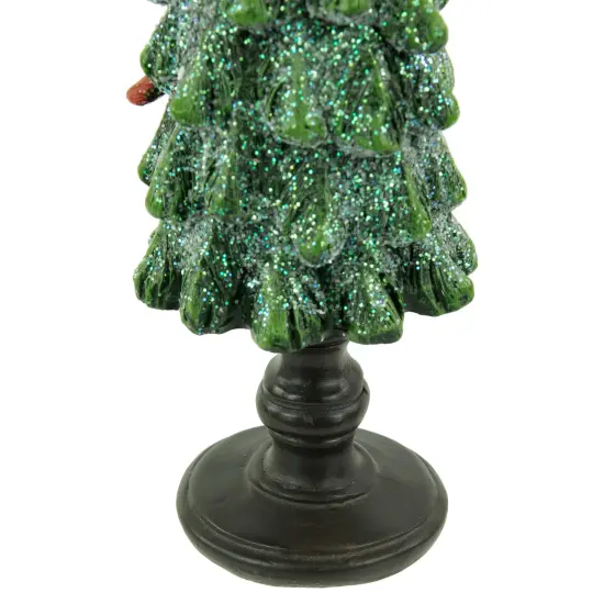 Northlight Glittered Christmas Tree with Cardinals Decoration - 8.75" - Green and Red {4}