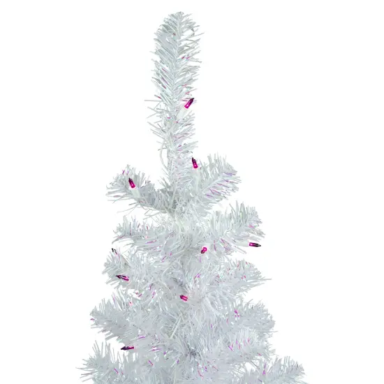 Northlight Pre-Lit Medium Rockport White Pine Artificial Christmas Tree - 3' - Purple Lights {5}