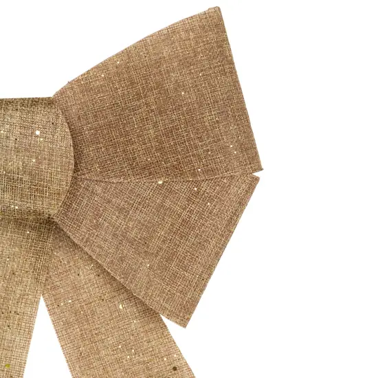 Northlight 16" LED Lighted Gold Glitter Burlap Bow Christmas Decoration with Color Changing Lights Brown {5}